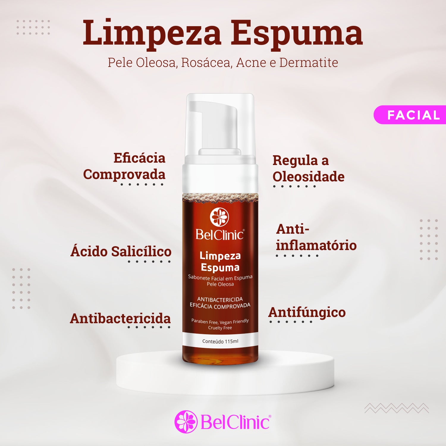 LIMPEZA ESPUMA (100ml) Sabonete Mousse Facial