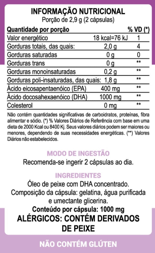 Ômega 3 ultra concentrado - DHA 1000mg e EPA 400mg