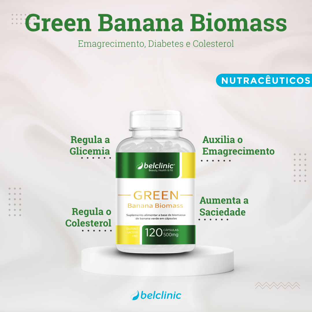 GREEN BANANA BIOMASS (120 cápsulas) - 100% Natural - Diabetes e Emagrecimento