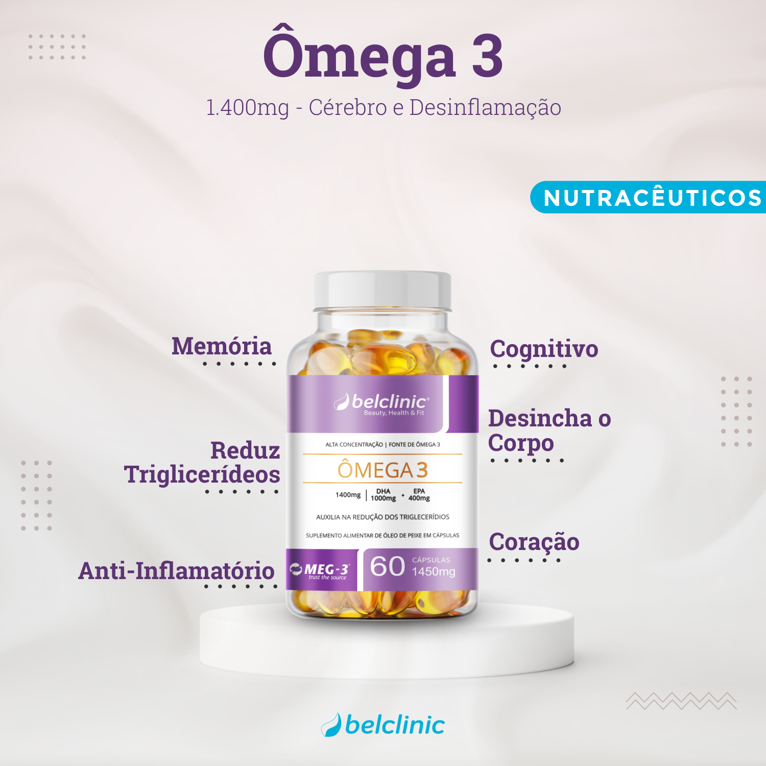 Ômega 3 ultra concentrado - DHA 1000mg e EPA 400mg