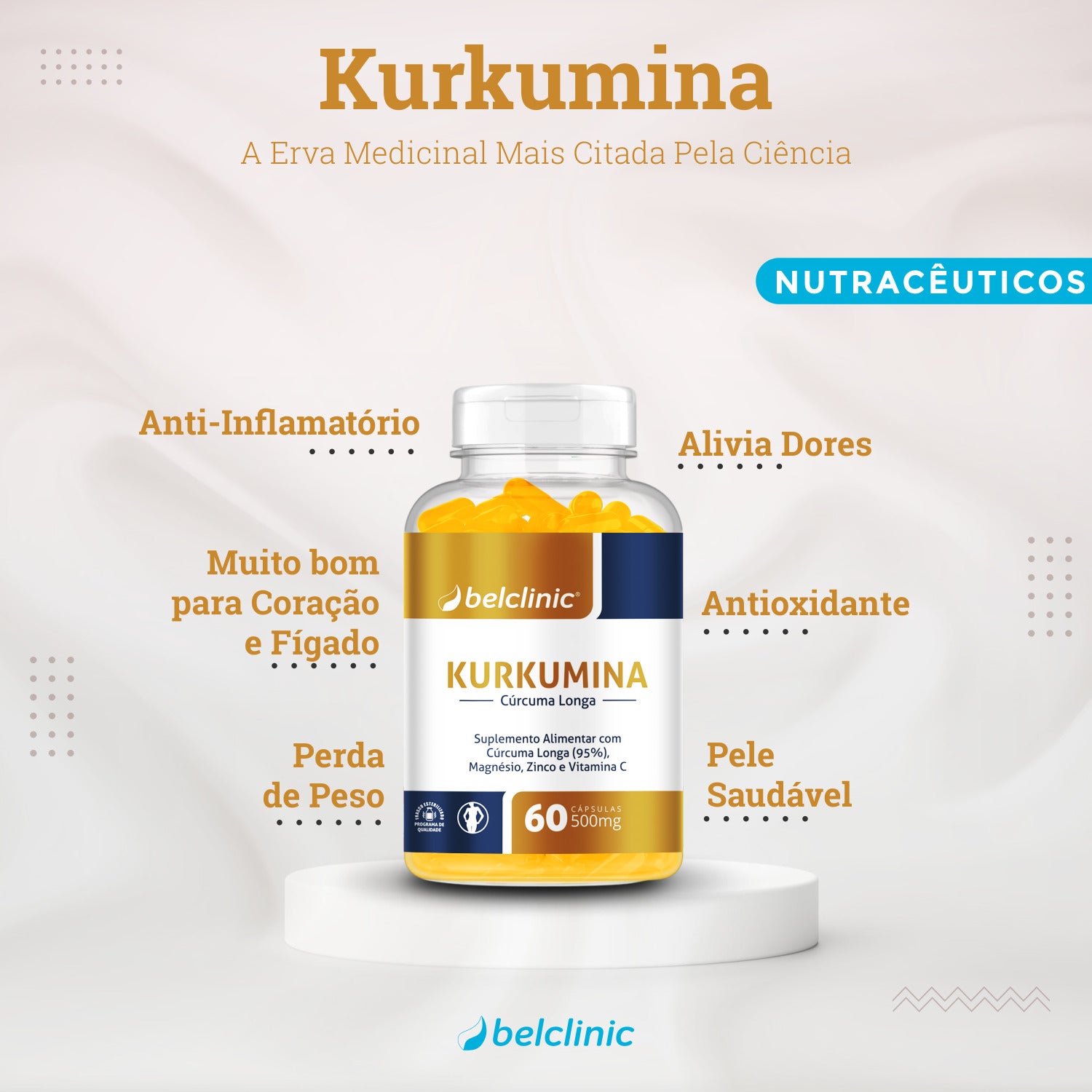KURKUMINA - c/ Magnésio, Zinco e Vit. C(60 cáps) - Mais saúde para seu corpo