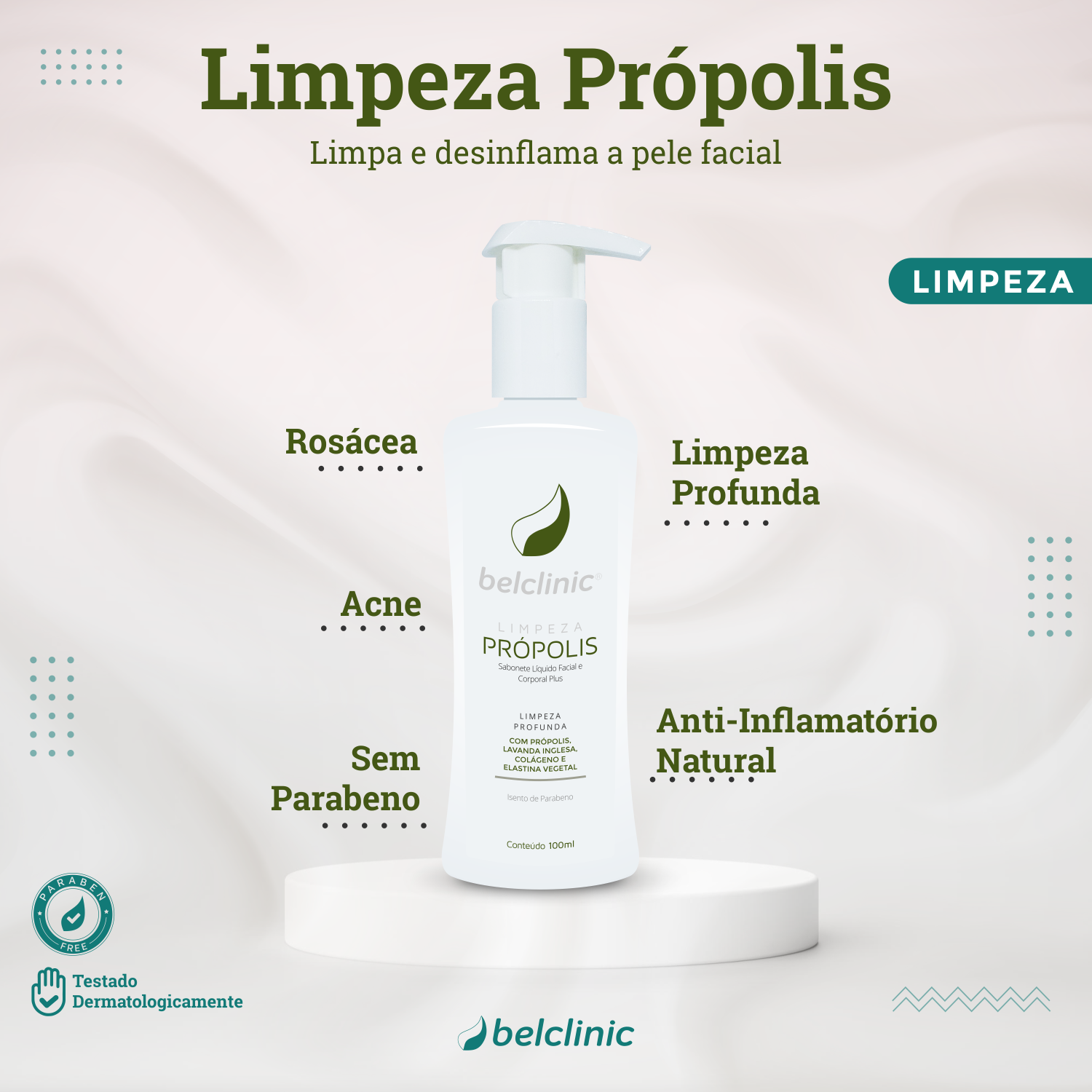 LIMPEZA PRÓPOLIS (100ml) Sabonete Facial Líquido