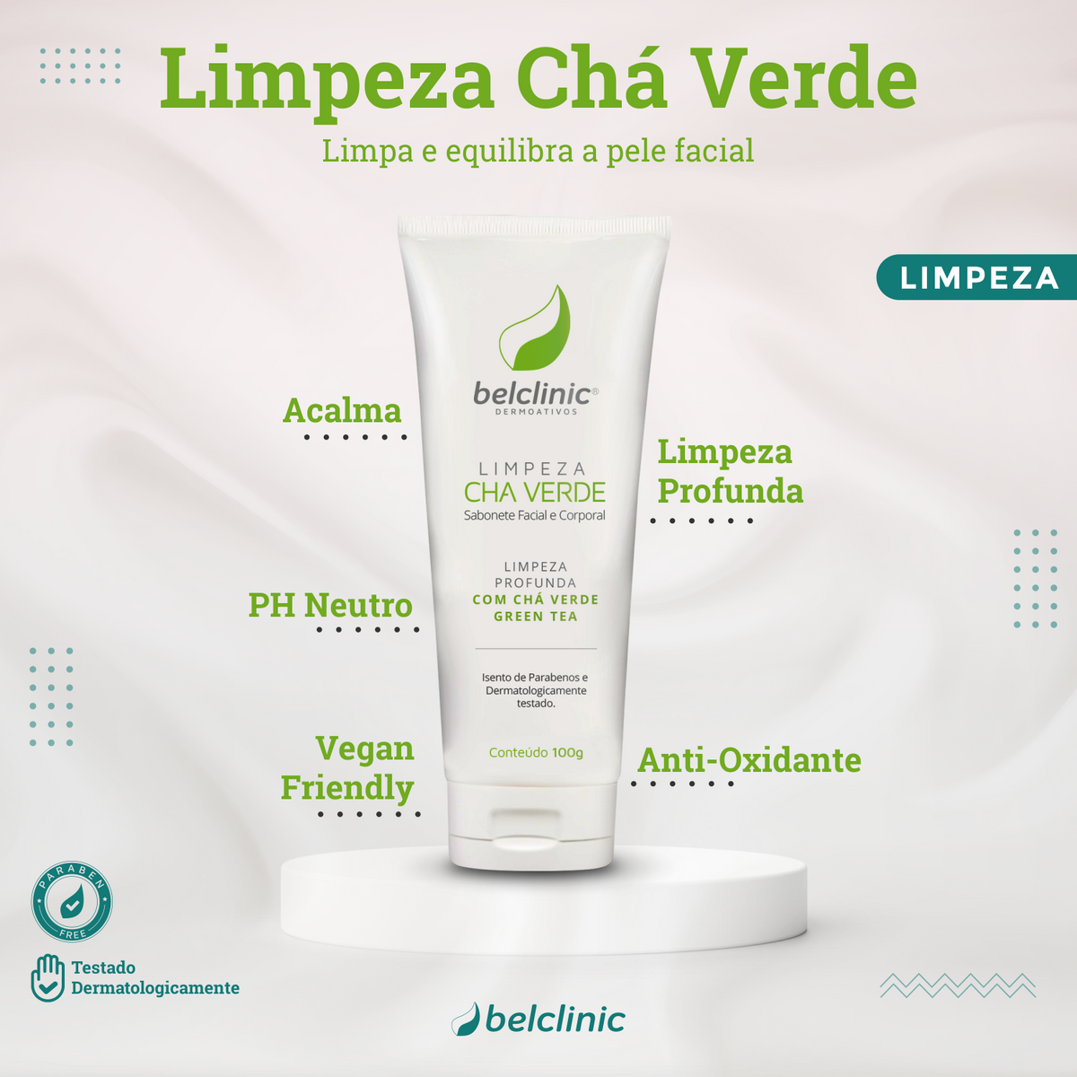 LIMPEZA CHÁ-VERDE (100ml) Sabonete Facial Líquido