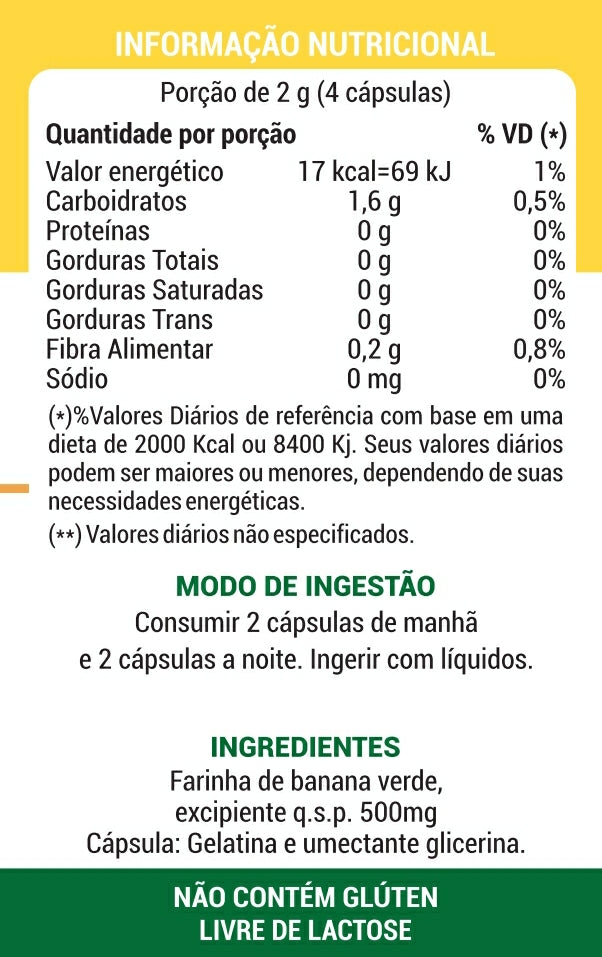 GREEN BANANA BIOMASS (120 cápsulas) - 100% Natural - Diabetes e Emagrecimento