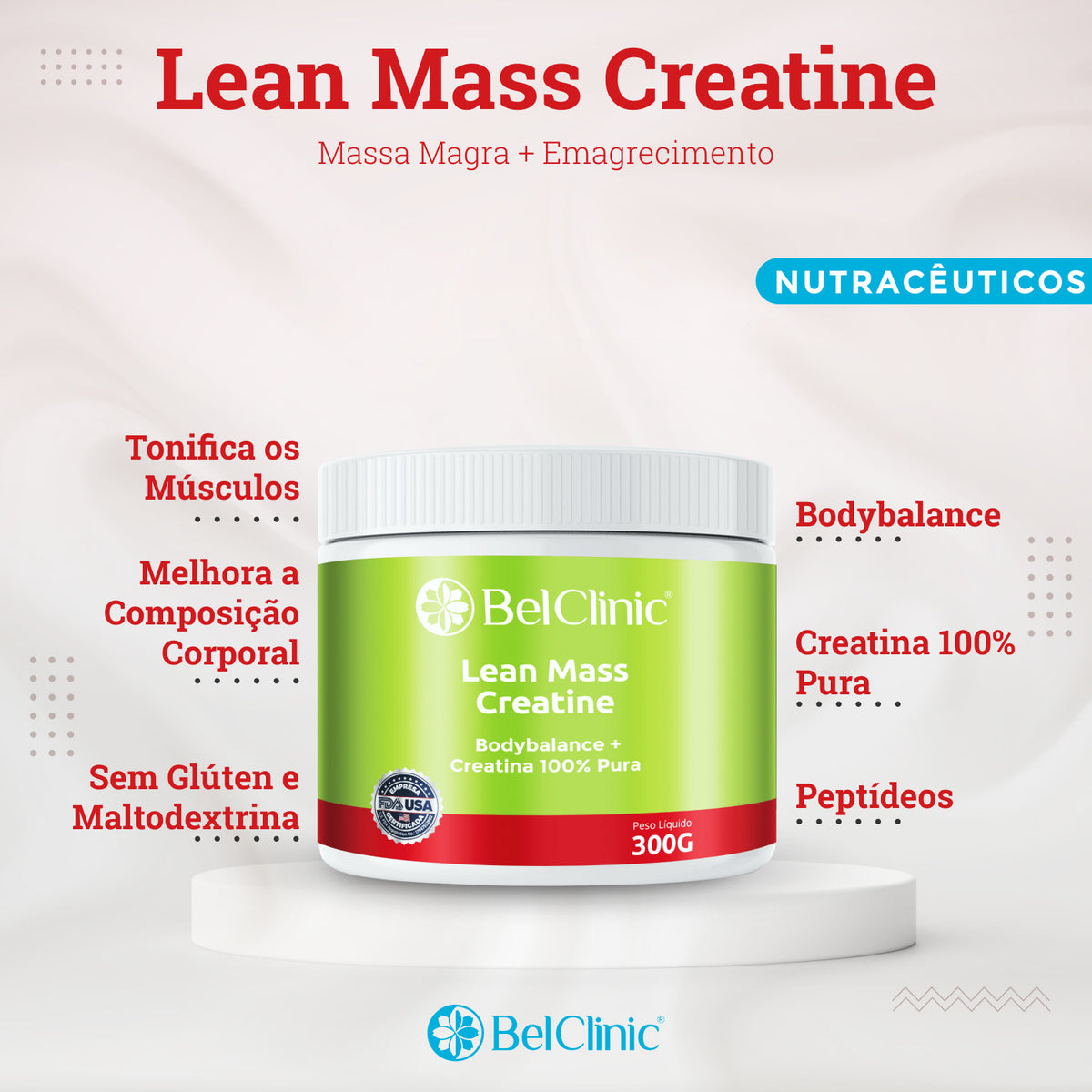 LEAN MASS Creatine + Peptídeos Bodybalance - Tonifica e Forma Massa Magra (300g)