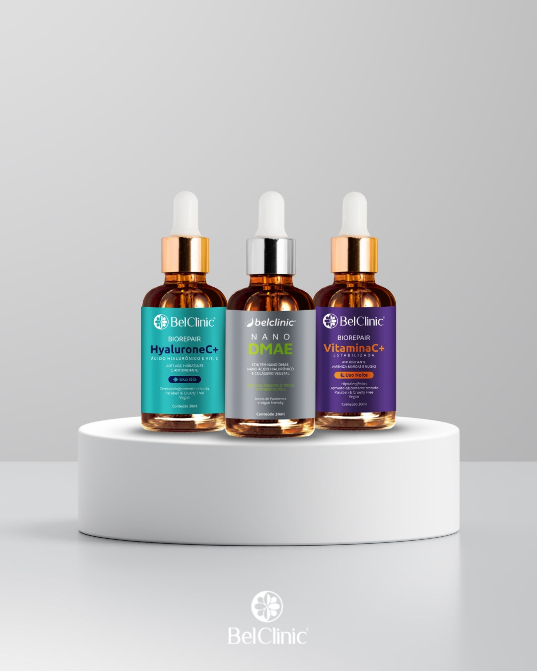 Trio SÉRUM: Vit. C(30ml)+Nano DMAE(30ml)+Hyalurone C+(30ml)