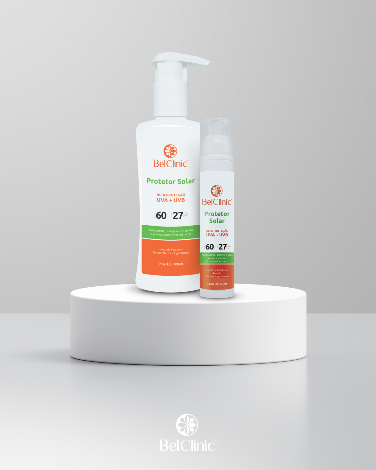 KIT PROTETOR SOLAR (100g e 50g) - 60FPS(UVB) + 27 FP(UVA)