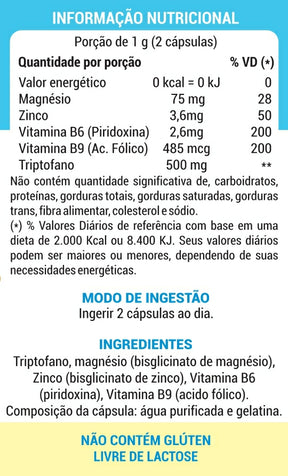 HYPNOS CALM Triptofano, Magnésio, B6, B9 e Zinco  (60 cápsulas)