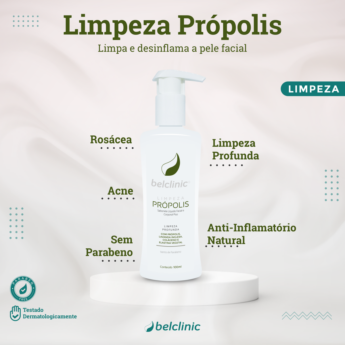 LIMPEZA PRÓPOLIS (100ml) Sabonete Facial Líquido